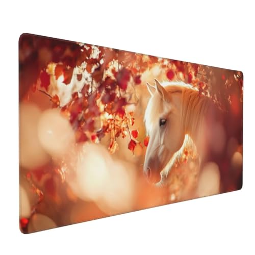 Tiere Pferde Gaming Mauspad, Mousepad XXL 900x400x3 mm, Wasserdicht Anti-Rutsch Schreibtisch Mouse Pad verbessert Präzision und Geschwindigkeit, Gaming Zubehör für Home Zimmer Deko Q-234 von QIANLUOO