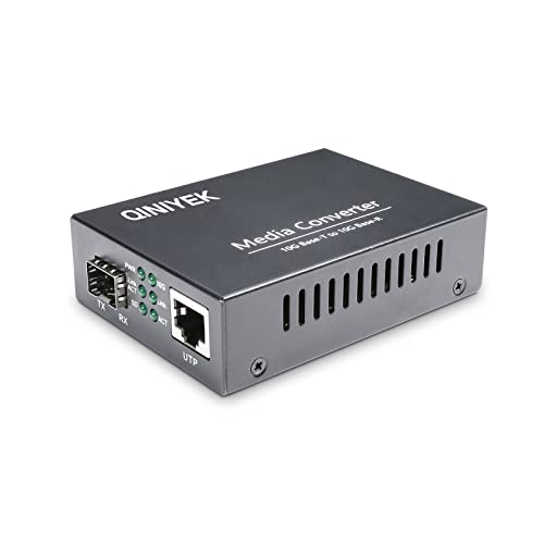 QINIYEK 10Gb Ethernet Fiber Media Converter, 10G Fiber Ethernet Converter with 1 x RJ45 10GbE Port to 1 x 10GbE SFP+ Port von QINIYEK