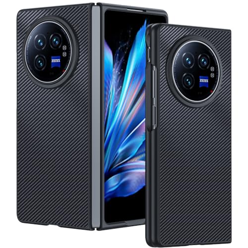 QINOUK Hülle für vivo X Fold 3 Pro, [Anti-Kratzer] Ultradünnes PC Schutzhülle Case Karbonfaser Textur, Hülle für vivo X Fold 3 Pro-Schwarz von QINOUK