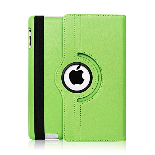 QINYUP Flip Schutzhülle für iPad 2 3 4 Smart Tablet Cover A1458 A1459 A1460 A1416 A1430 A1403 A1395 A1396 A1397360 Rotierendes Coque-Grün von QINYUP