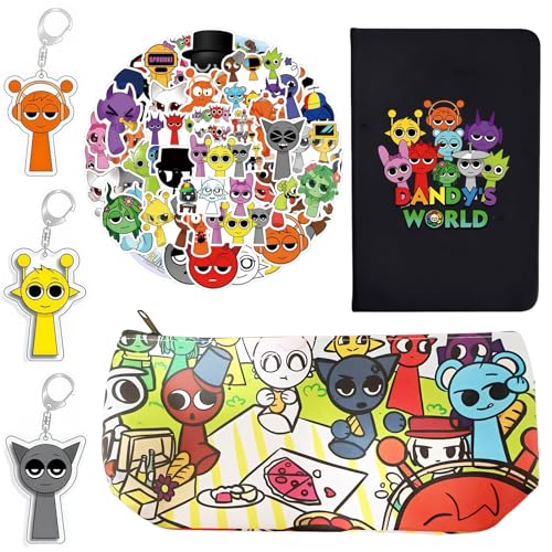 Sprunk-i Schulbedarf, Rhythmus-Box, Schreibwaren-Set mit Taschennotizbuch, 50 wasserdichten, abnehmbaren Aufklebern, Federmäppchen, 3 Schlüsselanhänger, Cartoon-Spiel, Schulgeschenk für Fans (Sprunk-i Sprunk-i Schulbedarf, Rhythmus-Box, Schreibwaren-Set mit Taschennotizbuch, 50 wasserdichten, abnehmbaren Aufklebern, Federmäppchen, 3 Schlüsselanhänger, Cartoon-Spiel, Schulgeschenk für Fans (Sprunk-i von QIONG