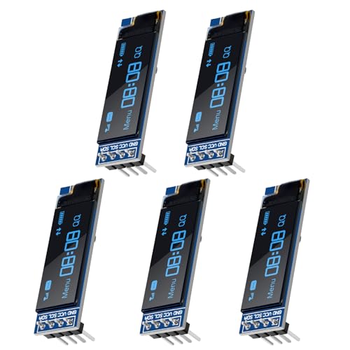 5 Stück 0,91 Zoll OLED Display-Modul IIC I2C, QIQIAZI IIC I2C Seriell OLED Display 128 x 32 3,3 V/5 V, für Arduino, Blau von QIQIAZI