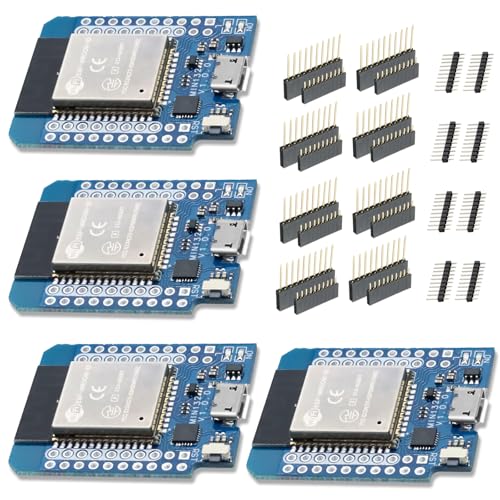 ESP32 NodeMCU Entwicklungsboard QIQIAZI 4 Stücke ESP32 LIVE Mini KIT Modul ESP32 NodeMCU Modul mit CP2104 Chip WiFi + Bluetooth Dual-Core ESP-WROOM-32 Kompatibel mit Arduino von QIQIAZI