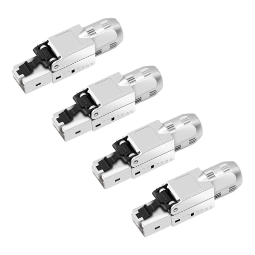 RJ45 Stecker Werkzeuglos Netzwerkstecker,LAN Stecker Werkzeuglos, Kompatibel Cat 7,Cat 6a,Cat 6 Netzwerkkabel, Ethernet Stecker Bis zu 10 Gbps | 1000M Stabile Signalübertragung (4) von QIQIAZI