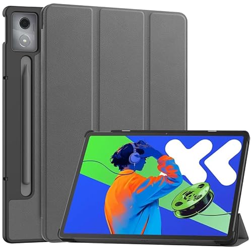 QISUO Klappständer Magnetische Smart Folio Tablet for Lenovo Xiaoxin Pad Pro 2025 12,7 Zoll TB373FU TB375FC Abdeckung(Grau) von QISUO