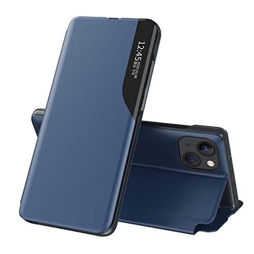 QIWEIQING Handyhülle für Samsung Galaxy S9 Hülle Klappbar, Luxus Dünn Spiegel Flip Leder Hard PC Stoßfest Hülle mit Ständer Klappbar, Hülle Smart Clear View für Samsung S9. Blue QH3 von QIWEIQING