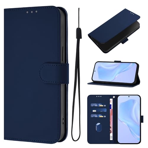 QIWEIQING Handyhülle für iPhone 16 6.1" Hülle mit Schutzfolie, Magnetische Schutzhülle PU Leder Wallet Flip Case Standfunktion Kartenfach Klapphülle für iPhone 16 6.1".Blau YB3 von QIWEIQING