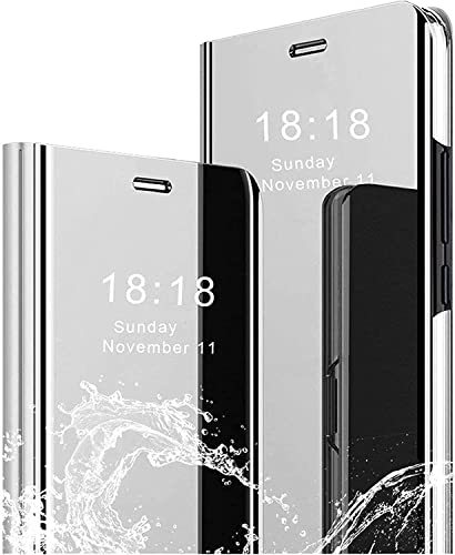 QIWEIQING Hülle Kompatibel mit Samsung Galaxy Note 9 Hülle, Handyhülle Spiegel Makeup Flip Handy Case PC Stand Mirror Schutzhülle für Samsung Galaxy Note 9 Mirror Silver QH von QIWEIQING