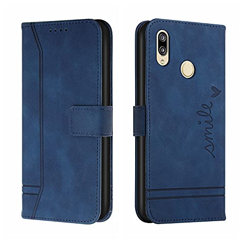 QIWEIQING Kompatibel mit Handyhülle für Huawei Y6 2019 Hülle Leder, Huawei Y6S Klapphülle Handytasche Case für Huawei Y6 2019 / Y6S / Honor 8A Handy Hüllen,Blue HX von QIWEIQING