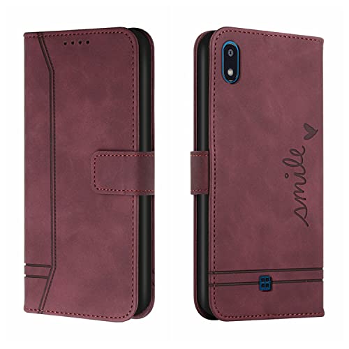 QIWEIQING Kompatibel mit Handyhülle für LG K20 2019 Hülle, Handy LG K20 2019 Hülle, Leder Flip Etui Handytasche Schutzhülle für LG K20 2019 Case Red Wine HX von QIWEIQING