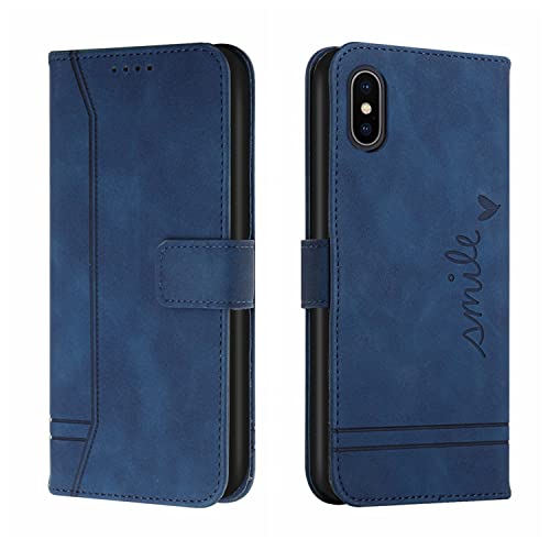 QIWEIQING Kompatibel mit Handyhülle für iPhone X Hülle Leder, iPhone XS Klapphülle Handytasche Case für iPhone X/iPhone XS Handy Hüllen,Blue HX von QIWEIQING