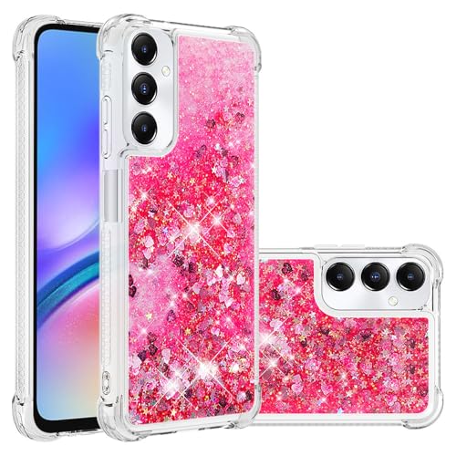 QIWEIQING Kompatibel mit Samsung Galaxy A05S Glitzer Flüssig Hülle, Handyhüllen Flüssigkeit Farbverlauf Sternen Hochleistungsschutz Silikon Bumper Schutzhülle für Galaxy A05S.Pink YBL von QIWEIQING