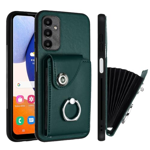 QIWEIQING Kompatibel mit Samsung Galaxy A55 5G Hülle Leder, Schutz Lederhülle Ständer Magnetisch Flip Brieftasche Kartenfach Stoßfest Handyhülle Handytasche für Samsung Galaxy A55 5G. Grün YBK von QIWEIQING