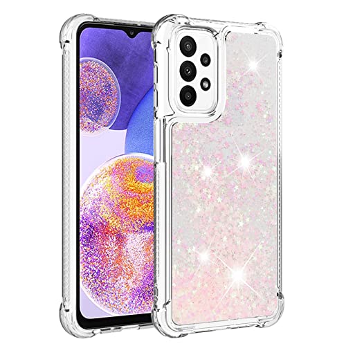 QIWEIQING Kompatibel mit Samsung Galaxy S23 Plus Glitzer Hülle, Mädchen Glitzern Handyhülle,Paillette Flüssigkeit Clear Silikon Handyhülle Schutzhülle für Galaxy S23 Plus.Silver Pink YBL von QIWEIQING