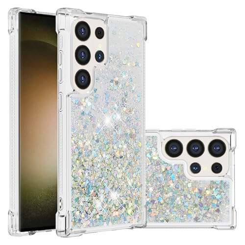 QIWEIQING Kompatibel mit Samsung Galaxy S24 Ultra Hülle, [Silver Back] Mädchen Glitzern Kratzfest Hülle, Leicht Cover Silikon Anti-Fingerabdruck Schutzhülle für Galaxy S24 Ultra.Silver YBL von QIWEIQING