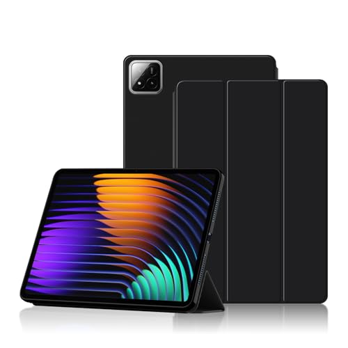 QJONSIU Hülle Kompatibel mit Xiaomi Pad 7/Xiaomi Pad 7 Pro, [Standfunktion] TPU Anti-Kratz-Schutzhülle, Ultradünnes Smart Cover Kickstand Hülle-Schwarz von QJONSIU