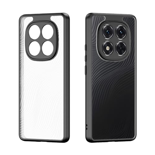 QJONSIU Hülle Kompatibel mit Xiaomi Redmi Note 14 Pro, [Stoßfest] Transparent PC + Weich TPU Schutzhülle Case, Anti-Kratz Mattierte Hülle-Schwarz von QJONSIU