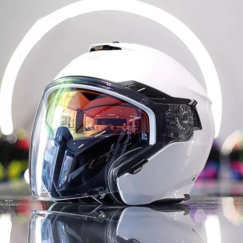 3/4 Helm Motorrad Jethelm Motorradhelm Rollerhelm mit Doppelvisier ECE Zulassung Halbhelme Sturzhelm Chopper Helm für Damen Herren Erwachsene A,M/56~58CM von QKBMFK