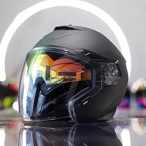 3/4 Helm Motorrad Jethelm Motorradhelm Rollerhelm mit Doppelvisier ECE Zulassung Halbhelme Sturzhelm Chopper Helm für Damen Herren Erwachsene B,XXL/60~62CM von QKBMFK