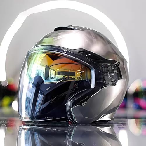 3/4 Helm Motorrad Jethelm Motorradhelm Rollerhelm mit Doppelvisier ECE Zulassung Halbhelme Sturzhelm Chopper Helm für Damen Herren Erwachsene D,L/58~59CM von QKBMFK