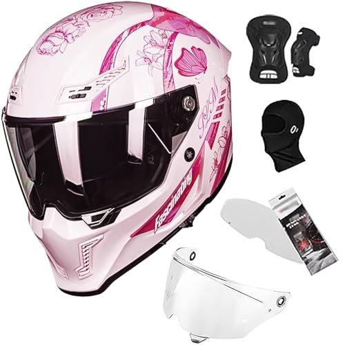 Integralhelm Motorradhelm Motorrad Integral Roller Helm mit Doppelvisier ECE.R22.06 Zulassung Rennen Moto Helm für Männer und Frauen E,XXL=63-64cm von QKBMFK