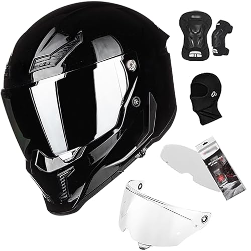 Integralhelm Motorradhelm Motorrad Integral Roller Helm mit Doppelvisier ECE.R22.06 Zulassung Rennen Moto Helm für Männer und Frauen G,S=55-56cm von QKBMFK