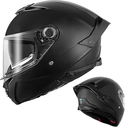 Integralhelm Motorradhelm mit Sonnenblende ECE.R22.06/DOT Zertifizierung Rollerhelm Damen & Herren Sport Motorrad-Helm Racing Moto-Cross Helm C,3XL=63-64CM von QKBMFK