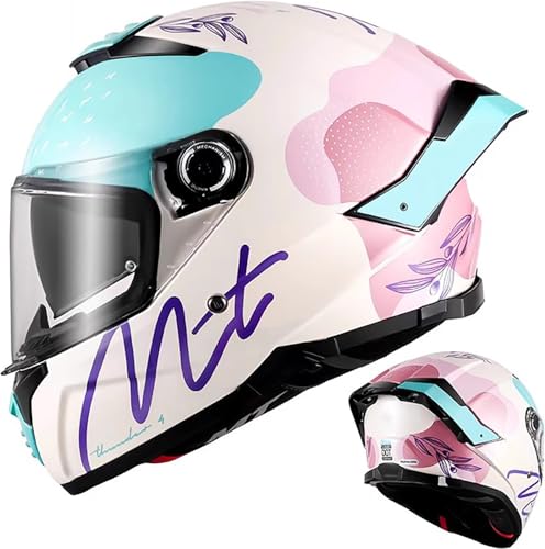 Integralhelm Motorradhelm mit Sonnenblende ECE.R22.06/DOT Zertifizierung Rollerhelm Damen & Herren Sport Motorrad-Helm Racing Moto-Cross Helm H,4XL=65-66CM von QKBMFK