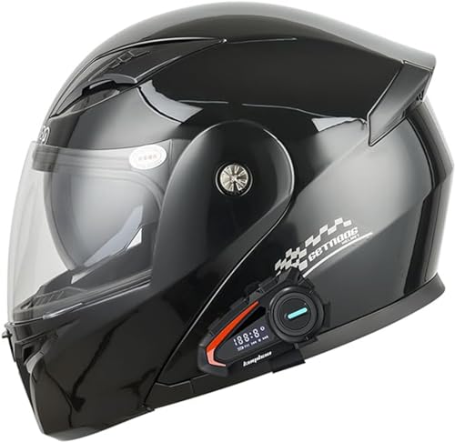 Integralhelm Zum Hochklappen, Modularer Motorradhelm Mit Integriertem Bluetooth, Motorrad-Doppelvisier Für Erwachsene, Männer Und Frauen, Moped-Straßenrennen, DOT-Zulassung D,M(57~58CM) von QKDWQZ