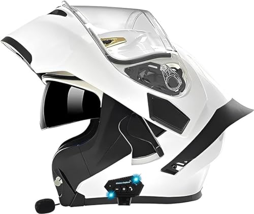 Modulare Bluetooth-Motorradhelme, DOT-Geprüfter Hochklappbarer Integralhelm Mit Doppelvisier, Mit Zwei Lautsprechern Und Mikrofon, Für Erwachsene, Männer Und Frauen Q, L(59~60cm) von QKDWQZ