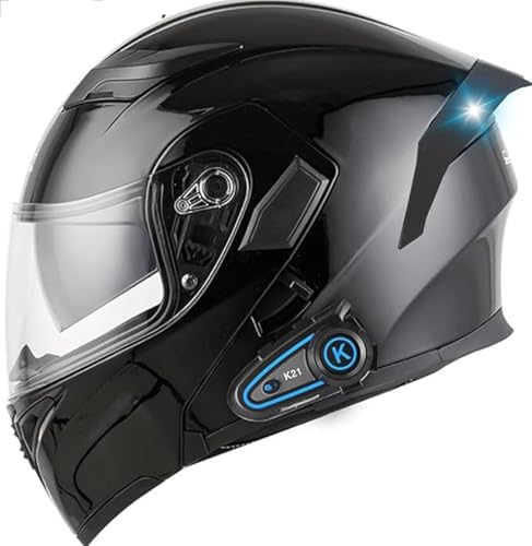 Modularer Bluetooth-Motorradhelm, ECE-Geprüfter Hochklappbarer Integralhelm Mit Doppelvisier, Mit Zwei Lautsprechern Und Mikrofon, Für Erwachsene, Männer Und Frauen G, XL(61~62 cm) von QKDWQZ