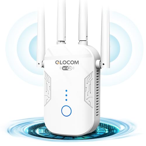 QLOCOM 2024 Neuestes WLAN Verstärker WLAN Repeater 1200Mbit/s, Dualband 5GHz & 2.4GHz WiFi Repeater Unterstützung WPS, WiFi Booster Kompatibel Allen WLAN Geräten von QLOCOM