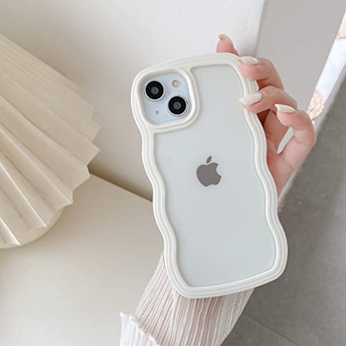 QLTYPRI Kompatibel mit iPhone 13 Pro Hülle, Aesthetic Transparent Handyhülle Frauen Mädchen Süßes Welle Design Dünne Case Schutzhülle für iPhone 13 Pro Cover - Weiß von QLTYPRI