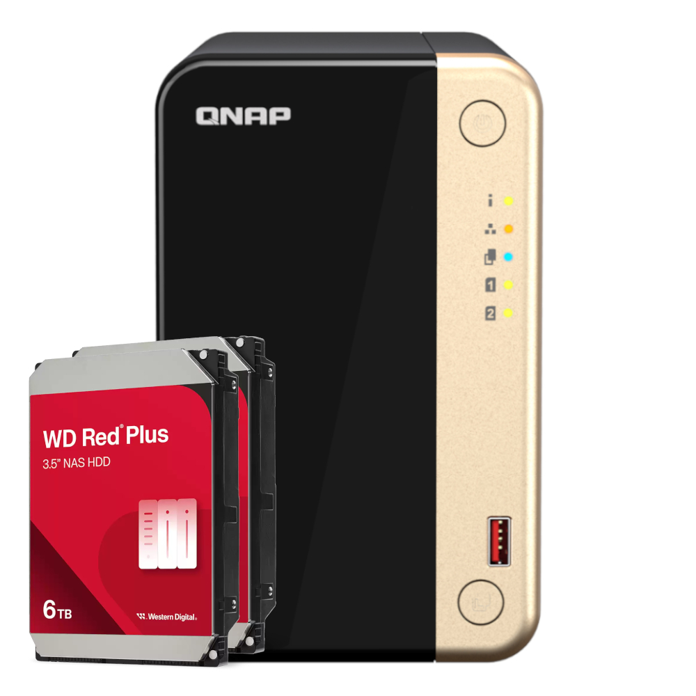 QNAP TS-264-8G 12TB WD Red Plus NAS-Bundle NAS inkl. 2x 6TB WD Red Plus 3.5 Zoll SATA Festplatte von QNAP