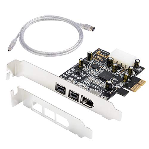 QNINE Firewire Karte, 1394B Firewire Adapter 3 Port, Zwei 1394B Ports und EIN 1394A Port, TI Chip, mit niedrigem Profilhalter und Firewire Kabel, HD DV HDV Videoaufnahmekarte für Windows 10 von QNINE