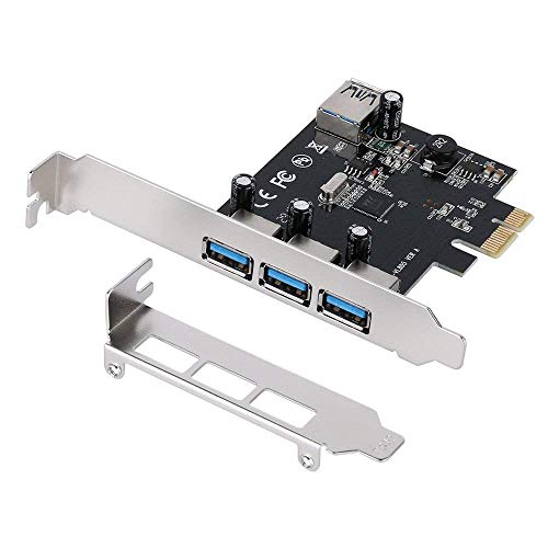 QNINE USB 3.0 PCI Express Card, 3 Externe und 1 interner PCIe USB 3.0 Karte für Windows Desktop PC Superspeed Bis zu 5 Gbits Integrierte Stromversorgung von QNINE