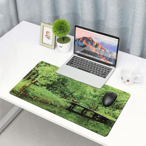 QRFASFZO Großes Gaming-Mauspad mit genähten Kanten,rutschfeste Gummibasis,Eine Brücke über den See,Für Büro Zuhause und Spielzimmer 75x40 cm von QRFASFZO