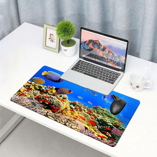 QRFASFZO Großes Gaming-Mauspad mit genähten Kanten,rutschfeste Gummibasis,Foto Einer Korallenkolonie auf einem Riff im Roten Meer, Ägypten,Für Büro Zuhause und Spielzimmer 75x40 cm von QRFASFZO