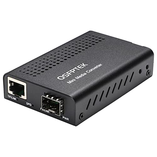 10G Mini Media Koverter, 10 Gigabit Fiber auf 10 GB Kupfer UTP Medienkonverter, Mini Unmanaged 1 x 100 m/1 G/2,5 G/5 G/10 GBase-T RJ45 auf 1 x 10 GBase-X SFP+ Slot Ethernet Media Converter - 1 Stück von QSFPTEK