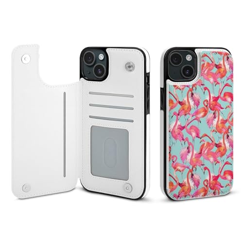 QTAVETEND Schutzhülle für iPhone 15 Plus, Motiv: Aquarell, Flamingo, Vögel, TPU-Leder, stoßfest, weich, rutschfest, kompatibel mit iPhone 15 Plus von QTAVETEND