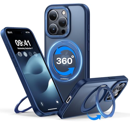 QTlier 2024 Neu 360° Magic Stand für iPhone 14 Pro Hülle für MagSafe [Militärschutz & Magnetkraft] Handyhülle iPhone 14 Pro Case Dünn Matt Stoßfest Schutzhülle,Blau von QTlier