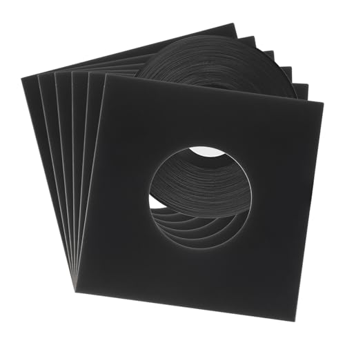 QUARKZMAN 10 Stück 7" Vinyl-Schutzhüllen aus Kraftpapier mit Loch, Album-Schutzabdeckungen für LP-Vinylplattensammlungen, Schwarz von QUARKZMAN