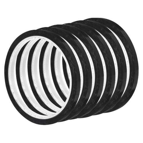 QUARKZMAN 6 Rollen Schwarz 0,2 Zoll x 36 Yards PET-Film Elektroband Zierband Hochtemperatur-Hitzefestes Band für Transformator Motor Draht 5S Positionierung Logo 6mm x 33m von QUARKZMAN