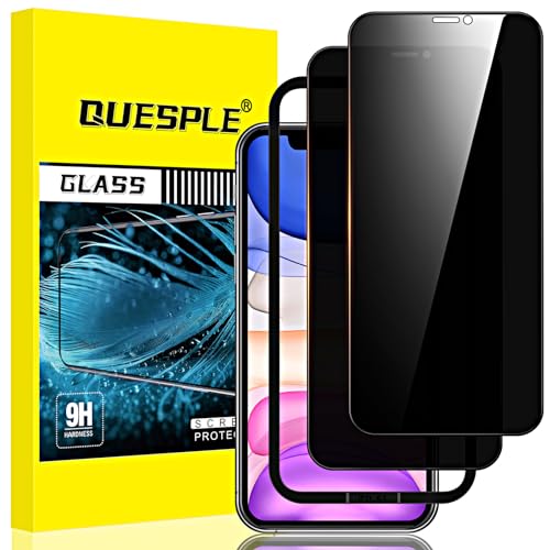 QUESPLE 2 Stück Panzer Schutz Glas, Sichtschutz für iPhone 11/XR 6,1", Anti-Spähen Privatsphäre Schutzfolie, Frei von Kratzern, 9H Härte Temperglas von QUESPLE