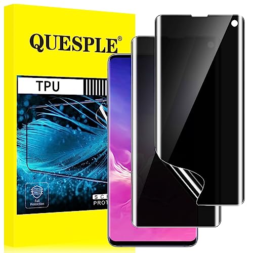 QUESPLE [2 Stück] Privacy Schutzfolie für Samsung Galaxy S10 5G, Anti-Kratzen, Anti Spähen, Fingerabdruck-ID Blasenfreie Weich TPU Displayschutzfolie für Samsung S10 Anti-Spy Folie von QUESPLE