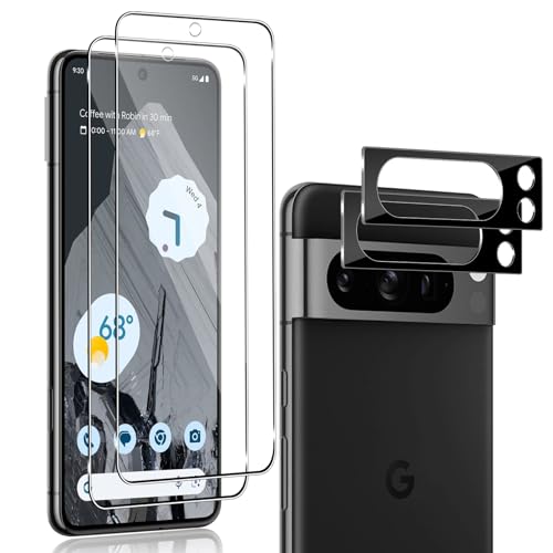 QULLOO Displayschutz für Google Pixel 8 Pro für Panzerglas, Screen Schutzfolie + Kameraschutz Folie,(2+2), 0.33mm Schutzglas Panzer Schutz Glas Ultra-klar Panzerfolie Glasfolie Displayschutzfolie von QULLOO