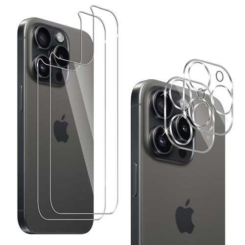 QULLOO Rückseite Schutzfolie für Panzerglas für iPhone 16 Pro Panzerfolie + Kameraschutz,(2+2) 9H Schutzglas Glas Back Protector Kamera Hinten Displayschutzfolie Zurück Folie von QULLOO