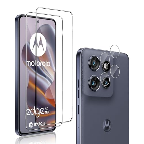 QULLOO für Panzerglas für Motorola Moto Edge 50 Neo, Screen Schutzfolie + Kameraschutz Folie, (2+2) 0.33mm Schutzglas Glas Displayschutz Panzerfolie Displayschutzfolie für Edge50 Neo von QULLOO