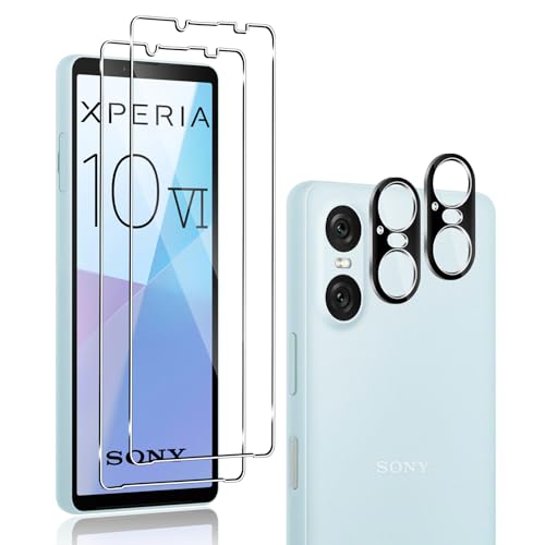 QULLOO für Panzerglas für Sony Xperia 10 VI, Screen Schutzfolie + Kameraschutz Folie,(2+2),0.33mm Schutzglas Displayschutz,Ultra-klar Panzerfolie,Glasfolie,Frei von Kratzern Displayschutzfolie von QULLOO