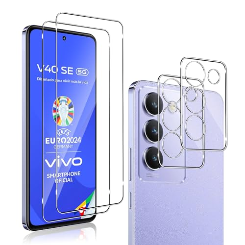 QULLOO für Panzerglas für VIVO V40 SE/Vivo V30 Lite, Screen Schutzfolie + Kameraschutz Folie, (2+2) 0.33mm Schutzglas Glas Displayschutz Panzerfolie Displayschutzfolie für VIVO V40 SE von QULLOO